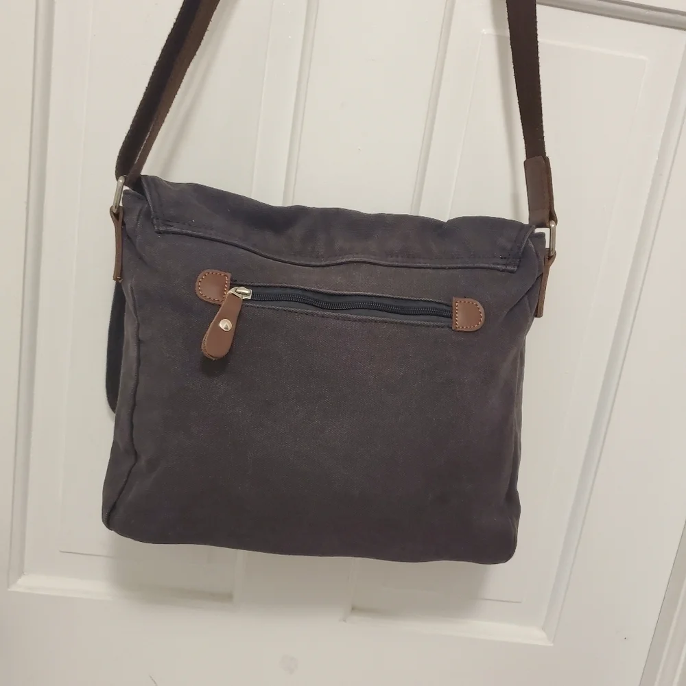 Augur Strauss & Co. Distressed Canvas with leather trim Messenger Bag